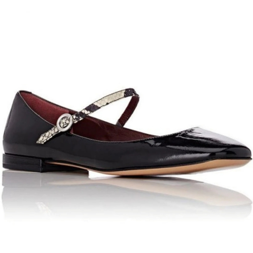 Marc Jacobs Black Patent Leather Flats with Ankle Strap Size 7.5